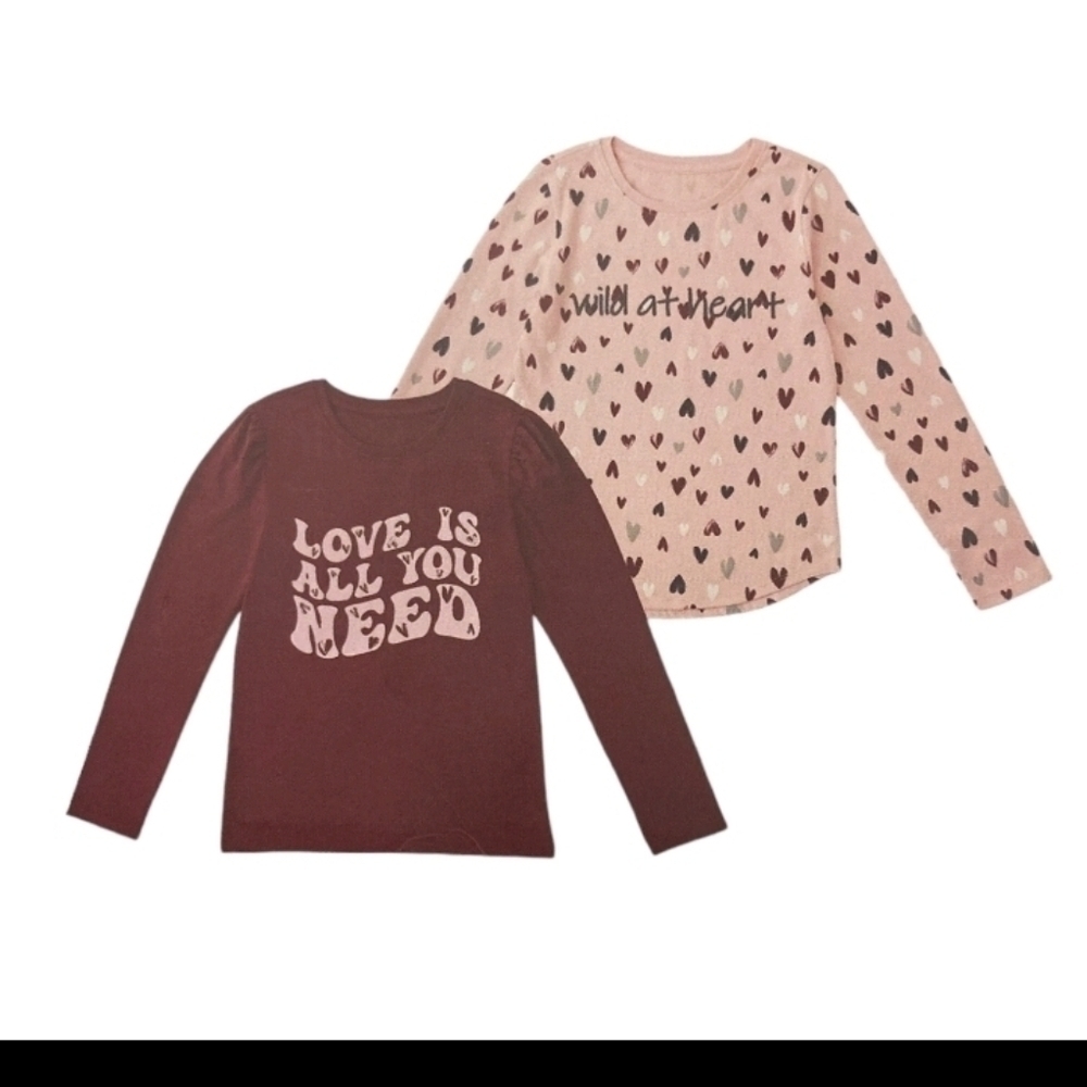 Member's Mark Girls 2 Pack LS Graphic Tee-Love is all you Need Size L 10-12